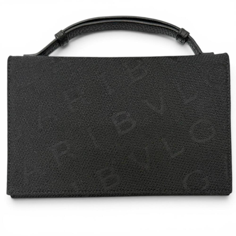 BVLGARI Bulgari Canvas Leather Logo Patterned Shoulder Wallet with Strap, Bla...